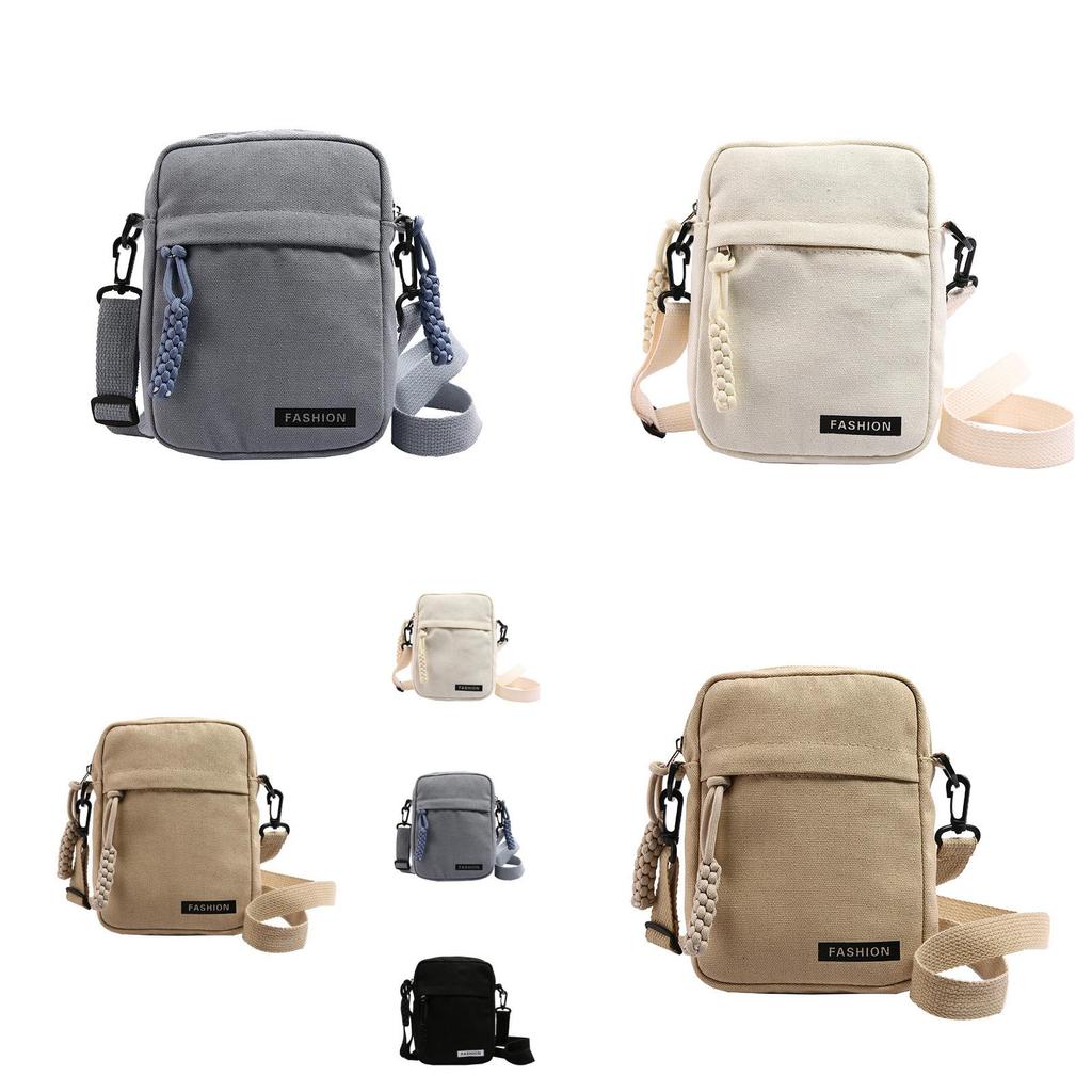 Canvas Crossbody Bag Mini Zipper Purse For Women Streetwear Daily Casual Phone Pocket