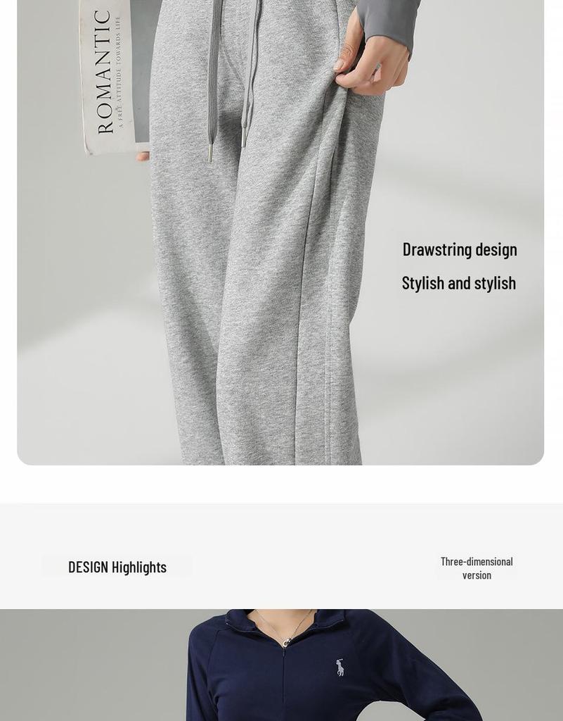 Petite Women's High-End Drape Wide-Leg Spring Sports Pants - Versatile, Casual, Narrow Straight Fit