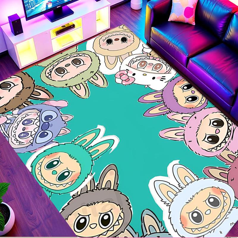 Labubu Print Rug, Washable Floor Carpet, For Entryway Dorm Laundry Room Office Study, Home Decor Birthday Christmas Gift