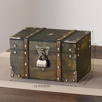 Vintage Storage Box Container Decorative Wooden Treasure Chest for Accessories