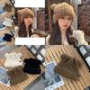Cute Bear Design Knit Beanie For Women Stylish Autumn Winter Ear Warmer Hat