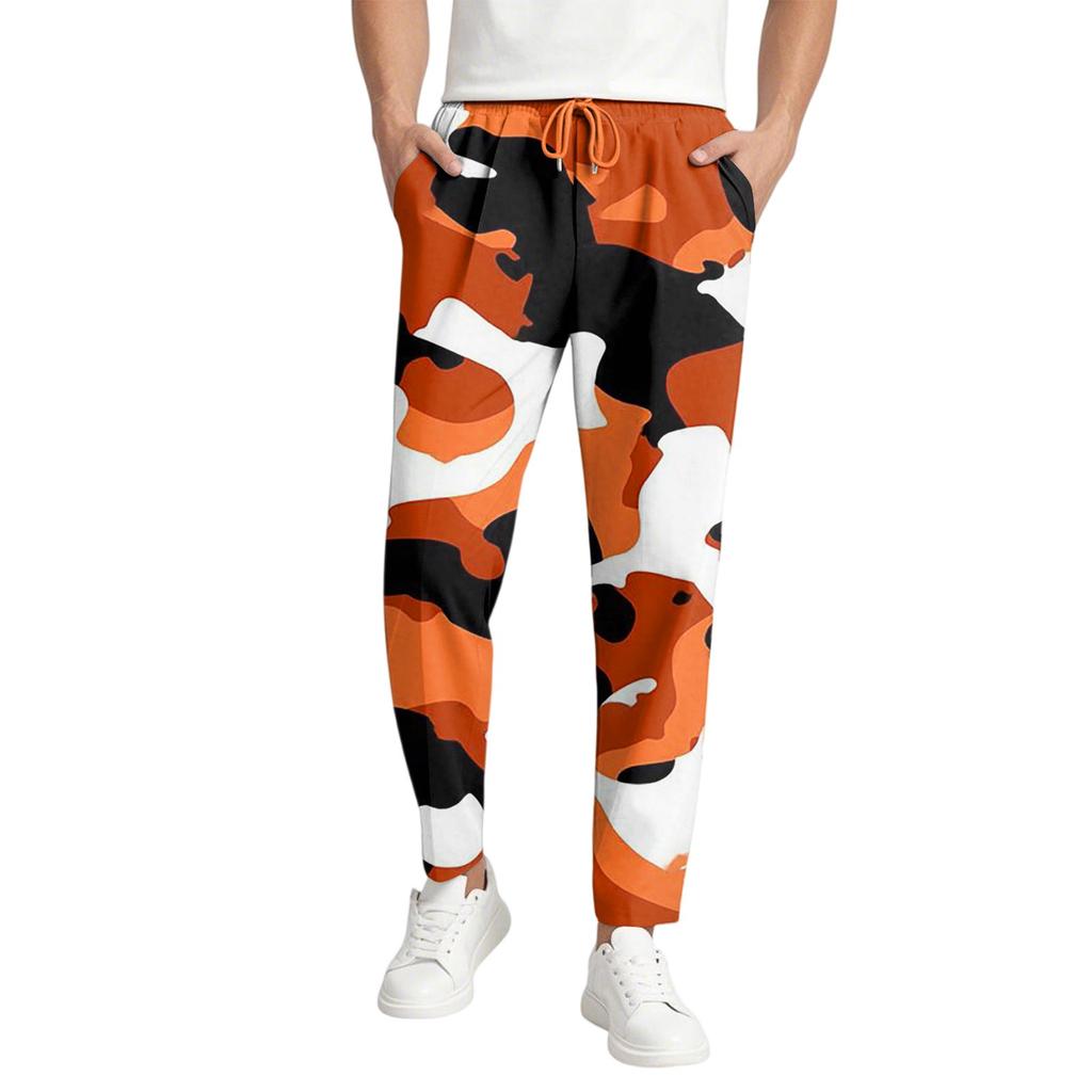 Herren Casual Camouflage Lange Hose, Elastischer Bund mit Kordelzug, Leicht und Slim Fit, Mit Taschen, Bequem und Atmungsaktiv