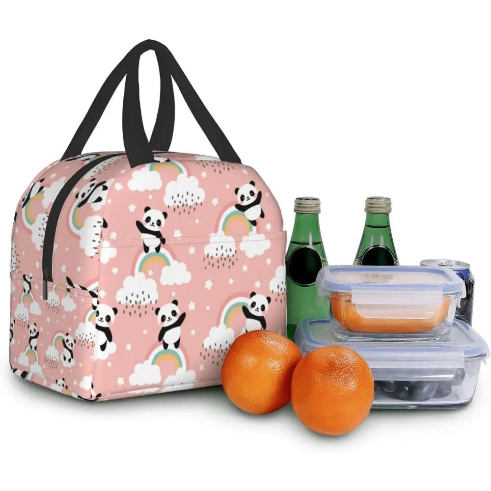 Panda Lunch Bags Cooler Tote Organizer Bags Reusable Lunch Box for Women Men Boys Girls Outdoor Work Picnic School