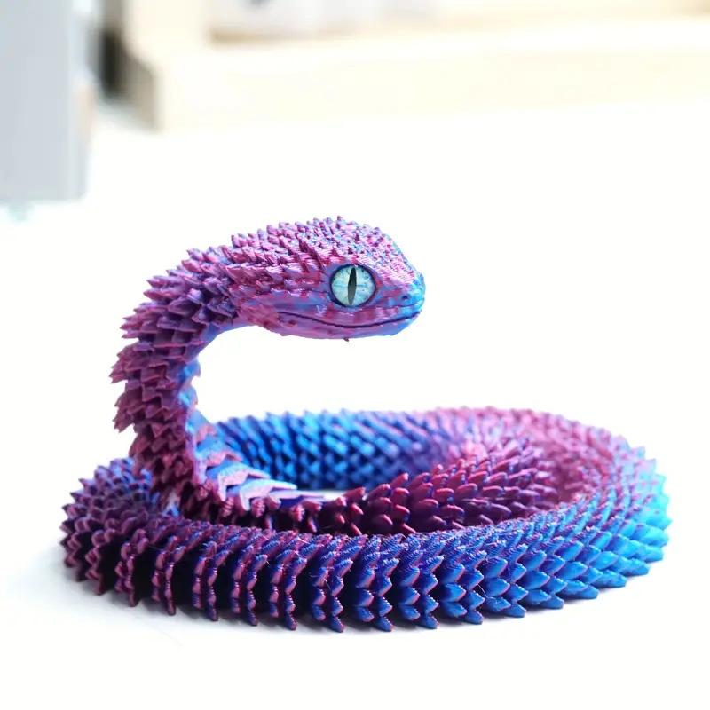 Décoration Serpent Imprimée en 3D Modèle Coloré Rapport d'Écailles Animaux Imprimés en 3D Jouet Créatif à Assemblage DIY Accessoires de Bureau Décoration de Pièce Ornement de Table