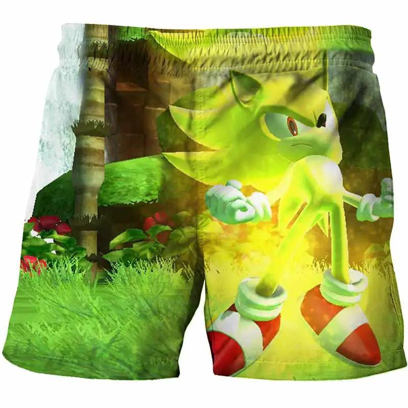 2025 Pantaloni de plajă MINISO pentru copii 4-14A Pantaloni scurți Sonic 2 Fete Băieți Pantaloni Harajuku Pentru Copii Imprimeu Desene Animate 3D Pantaloni Kdis