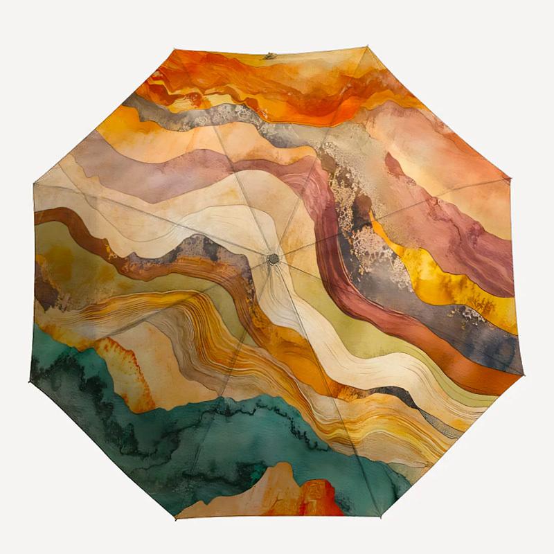 1PC Watercolor Artwork Automatic Open/close Umbrella with 8-Rib Structure for Women/Men, All-Season Use - Fashion Lovers yy250919091