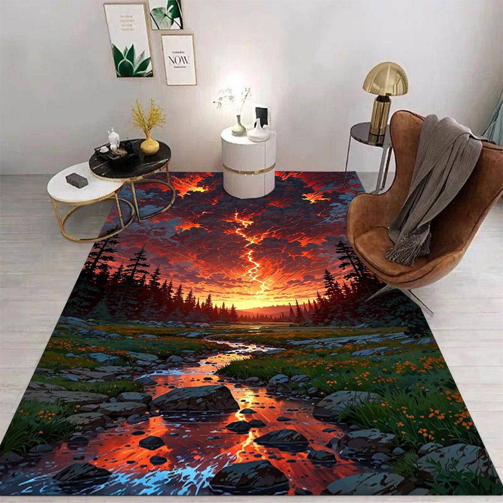 The Exquisite Craftsmanship of Nature Landscape Carpet Sky Sunshine Breaking Clouds Anti Slip Carpet Home Decoration Yoga Studio