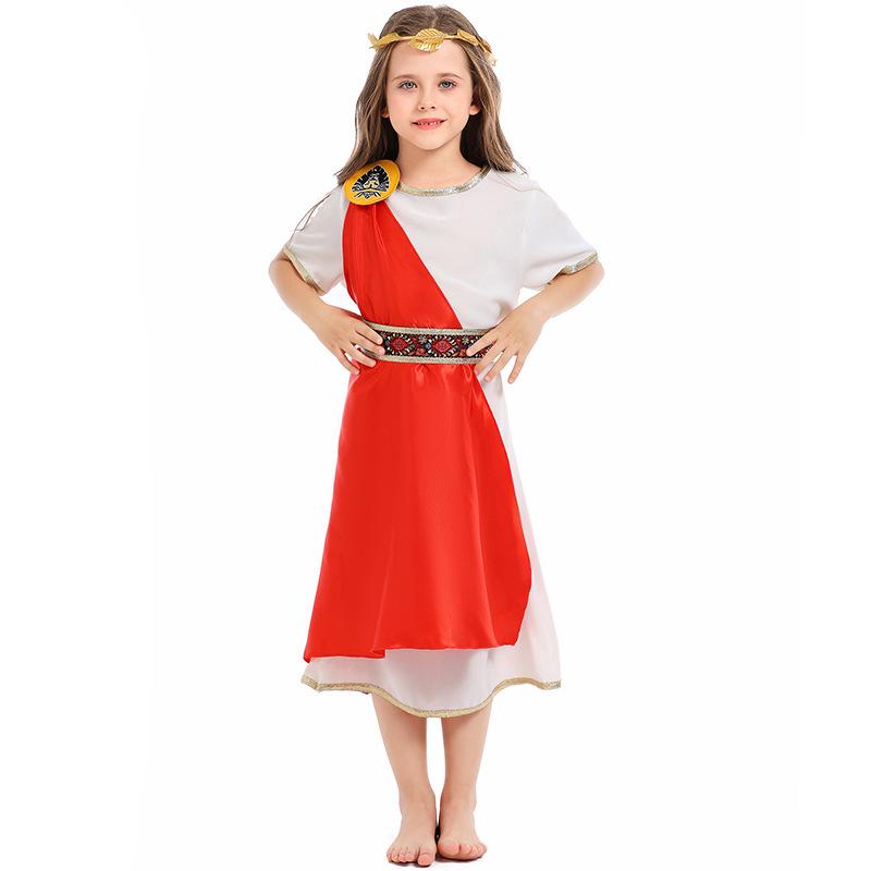 Greek Goddess Child's Dress with Laurel Headdress - Roman Mythology Halloween & Stage Costume