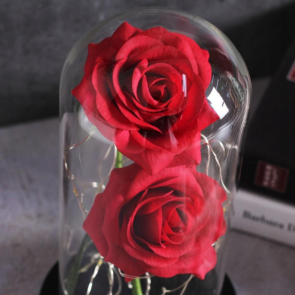 Eternal Double Rose In Glass Led Gift