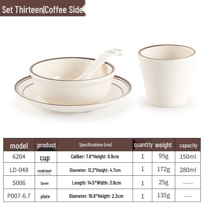 Melamine Four-Piece Table Set: Imitation Porcelain Plastic Bowls & Plates for Restaurants and Hotels