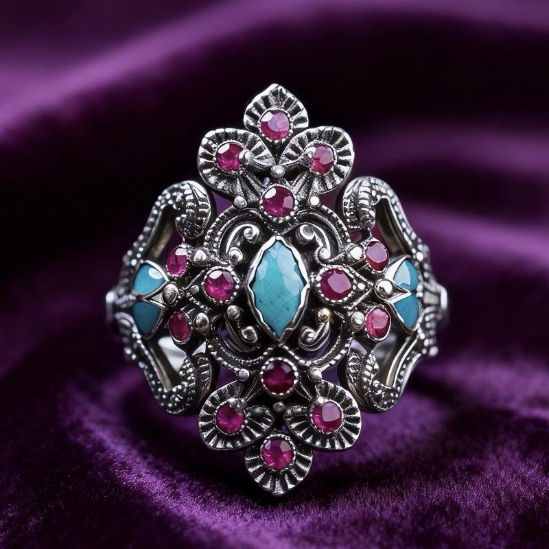 2026 New Environmentally Friendly Alloy Retro Dripping Women's Ring, Floral Shape Rose Red Diamond European and American Jewelry