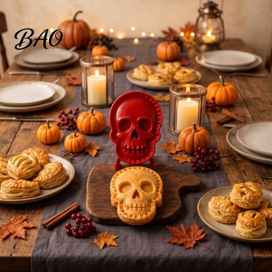 Pocket Pie Press Halloween Hand Mold, Skull Dough Cutter, Reusable Pastry Making Supplies Mini Mold for Holiday Treats Baking Creative Snack Maker