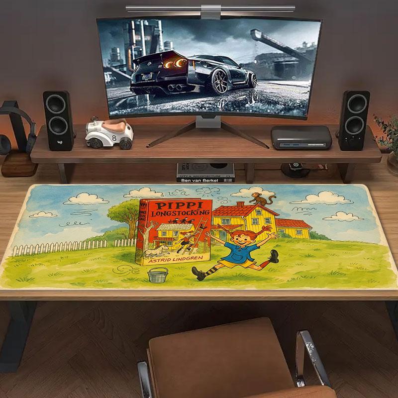 Pippi Longstocking Large Size Mouse Pad Large Gaming Table Cushion Non-slip Laptop Tablet Big Mousepad XXL Mat Mini PC Playmat With Lock Edge