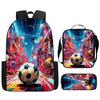 3Pcs/Set Cartoon Casual Fashion Soccer School Bags for Boy Girls Flat Surface Football Pattern Book Bags Sets Backpacks Children's Birthday Gift