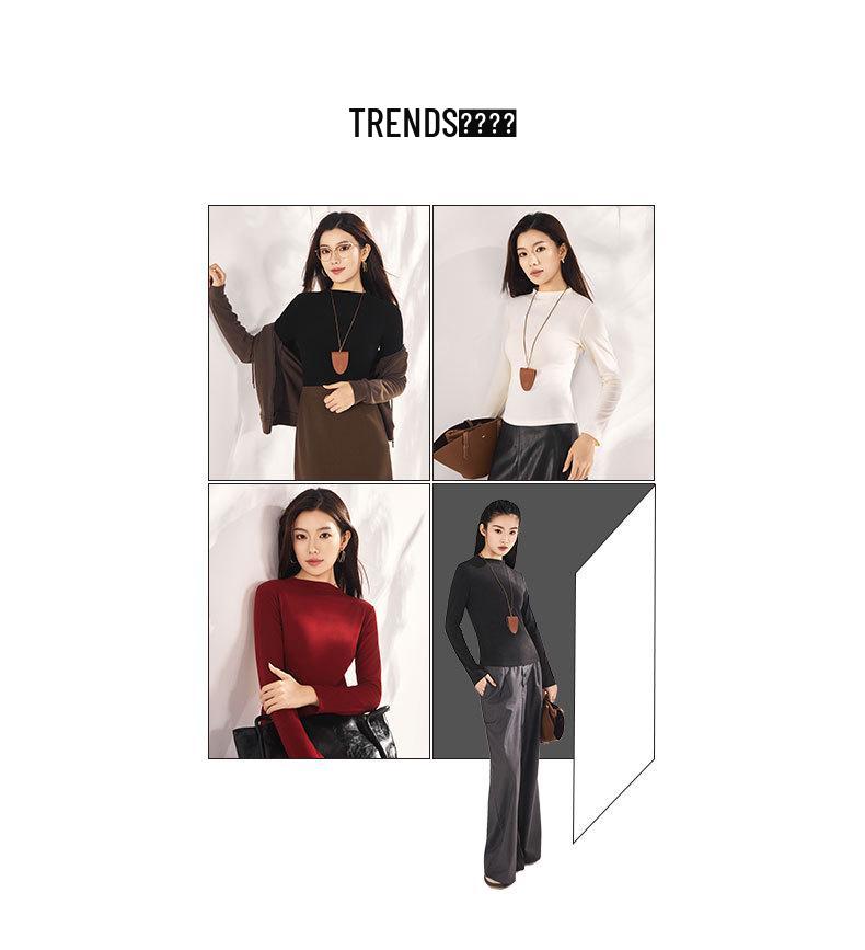 Women's Slim-Fit Tencel Wool Knitted Long Sleeve High Neck Shirt