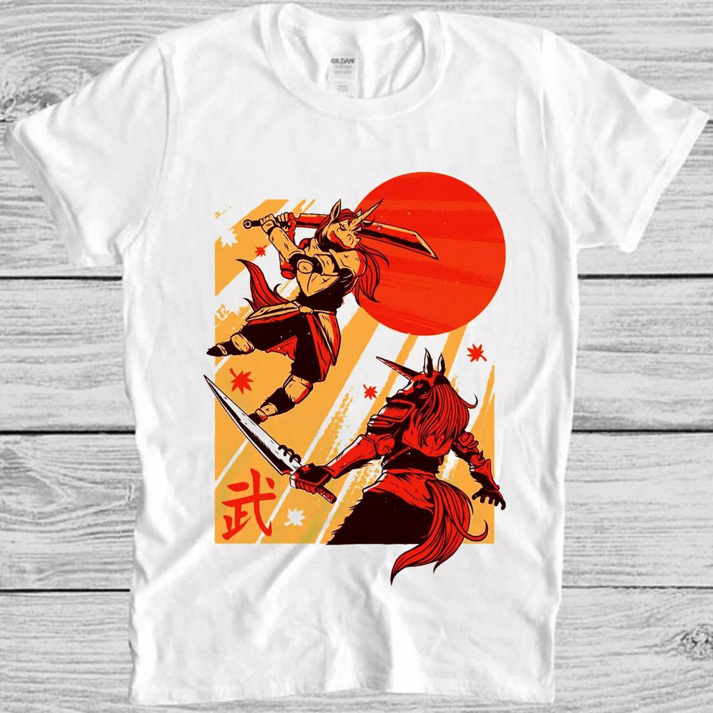 Samurai Unicorn Ninja Japanese Fighter Warrior Cult Meme Gift Tee T Shirt M1042