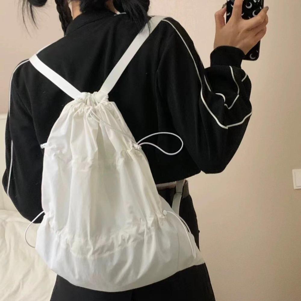 New Versatile Shoulder Waterproof Large Capacity Drawstring Backpack Lightweight Simple Pleated Casual Commuter Backpack