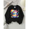 Kids' Sweatshirts, Girls' Sweatshirts, Girls' Autumn Winter Fashion Rainbow Unicorn Easter Egg Print Long Sleeve Round Neck Sweatshirt