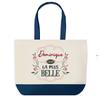 Shopping Bag - PLANETEE - Dominique the Most Beautiful - Blue Background - Cotton - 40 X 45 Cm