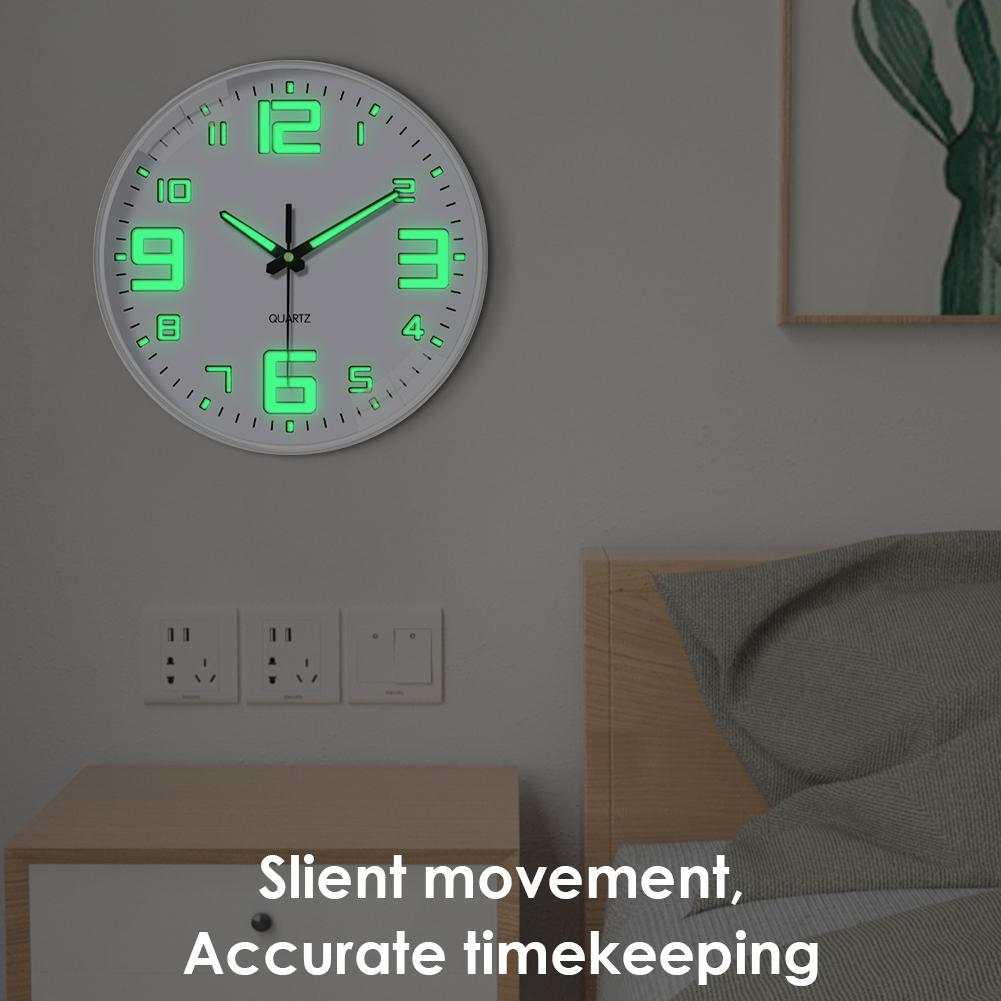 8Inch Glow in The Dark Clocks Battery Operated Silent Non-Ticking Wall Clocks Luminous Wall Clock Decorative for Kitchen Bedroom