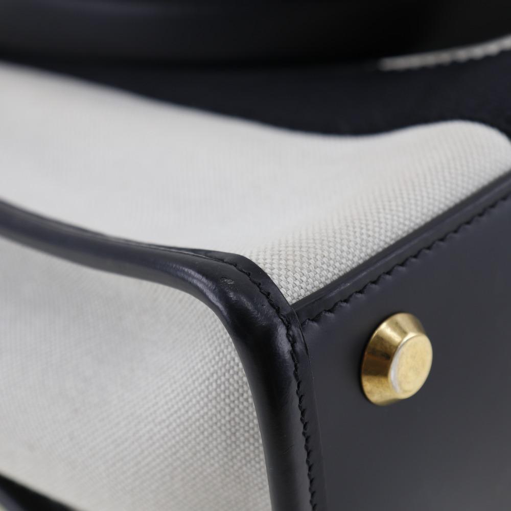 BALENCIAGA hardware Tote Bag 671402 Small 2WAYShoulder Black / white canvas Women Used