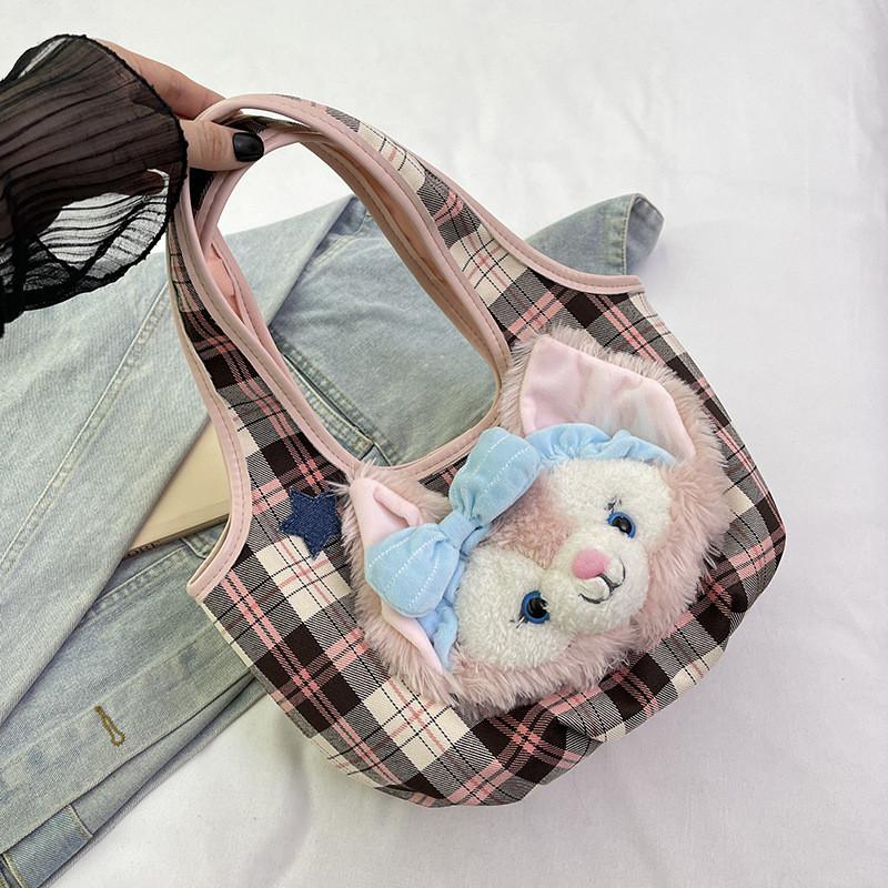 Shelliemay Duffy Women Stylish Handbag Grid Crossbody Bag With Details Splicing