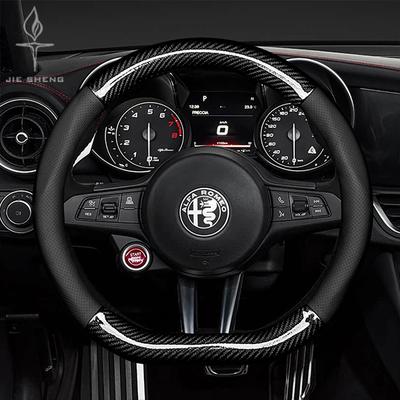 For Giulia Giulietta 159 147 156 Mito Sportiva Stelvio Anti-Slip Carbon Fiber Leather Car Steering Wheel Cover