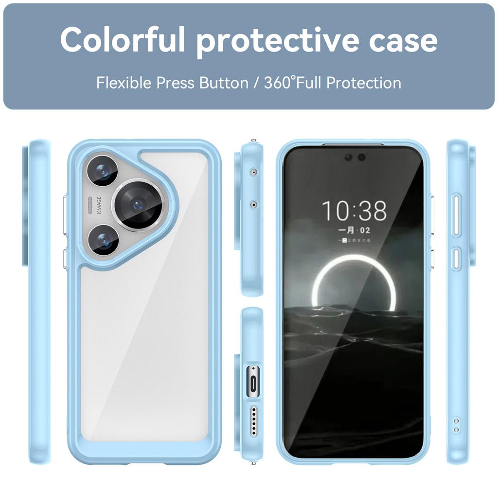 For Huawei Pura 70 Pro Phone Case TPU Frame Clear Acrylic Bump Proof Phone Cover