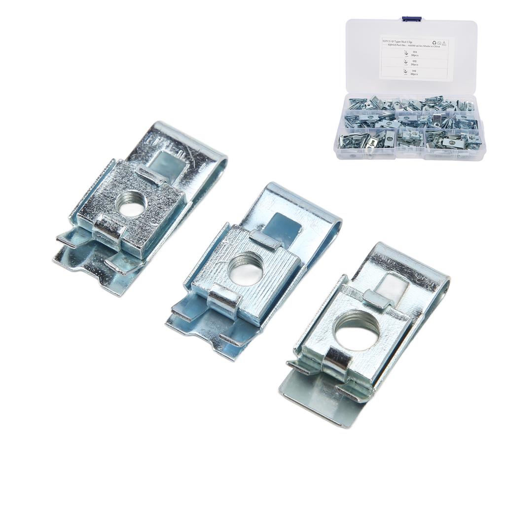 90 Stück Auto Befestigungselemente Clip Mutter Rostschutz U-Typ Befestigungsclips Ersatz für Karosserieverkleidung