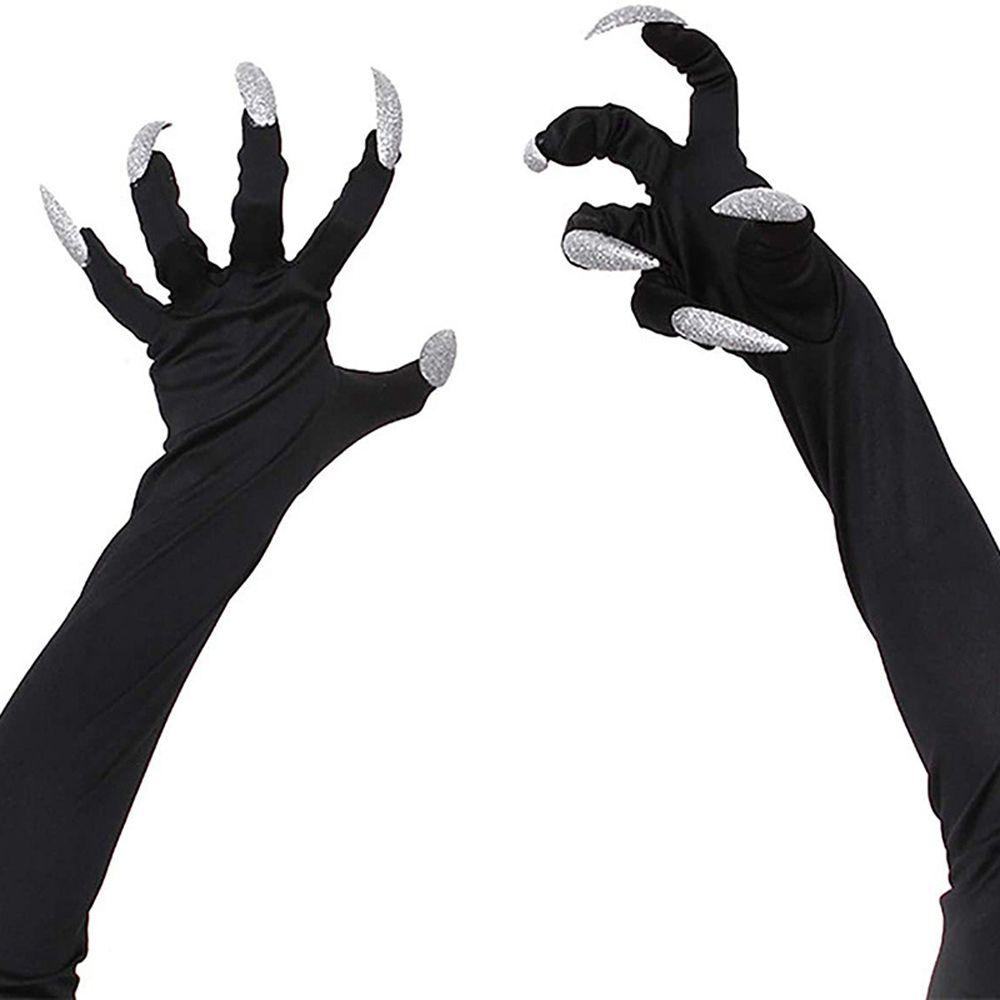 Black Silver Girls For Women Witch Cosplay Costume Fancy Props Halloween Cosplay Gloves Mittens