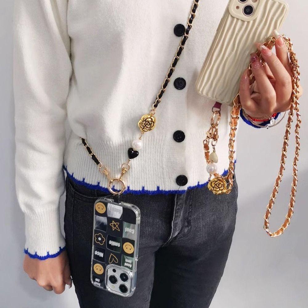 Pearl String Long Bag Chain Leather Crossbody Chain Key Hanging Chain Mobile Phone