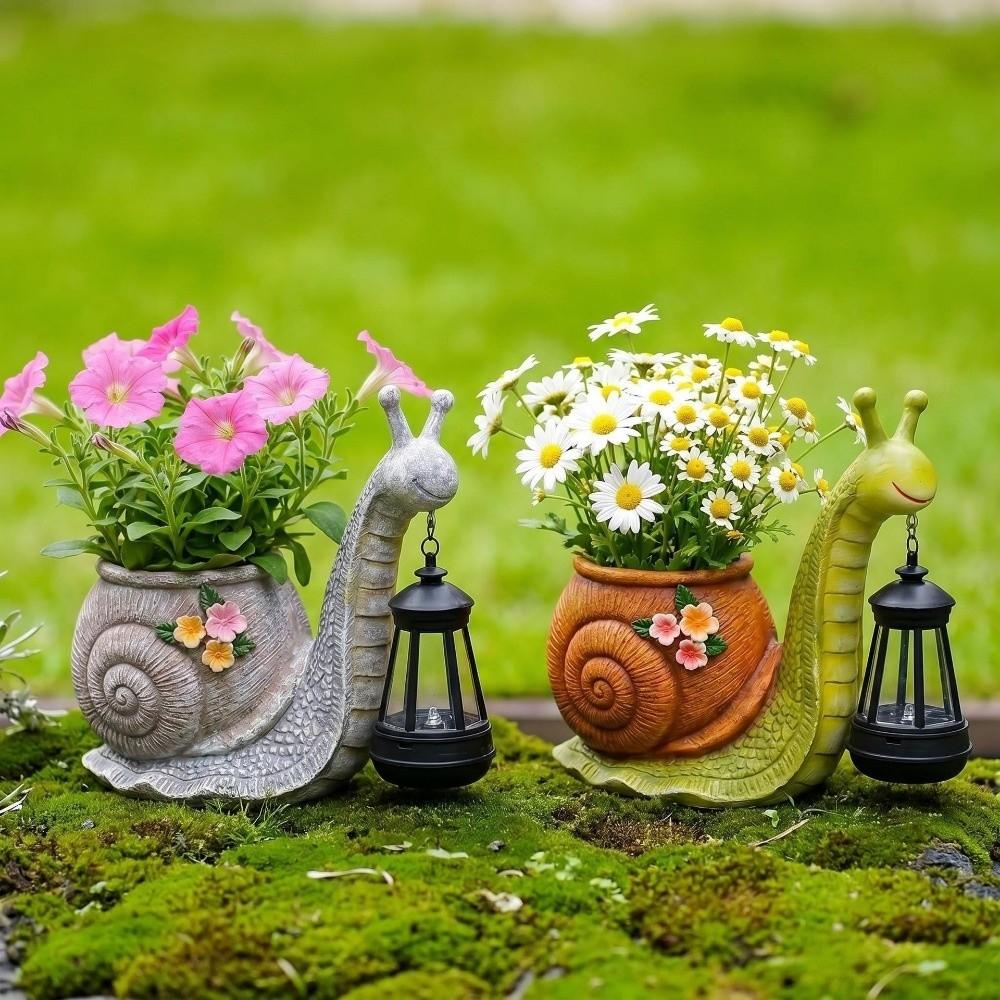 Pot de fleur statue escargot en résine Résistant au soleil Pot de fleurs décoratif en résine Mignon Vase de jardin Décoration de jardin