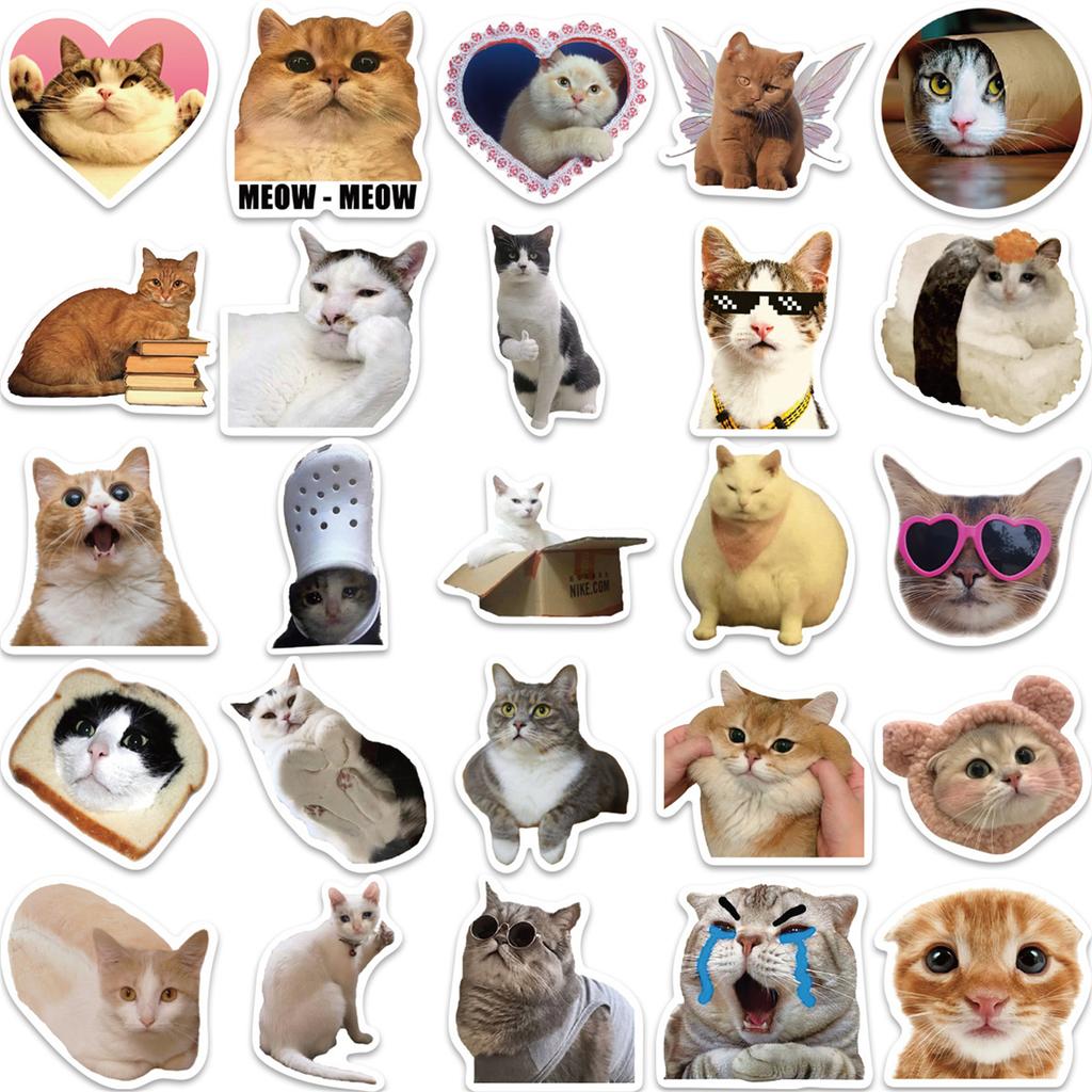 50Pcs Cats Theme Sticker Cartoon Animal Sticker for Journal Planner Pen Case Children Sticker for Rewarding Scrapbooking