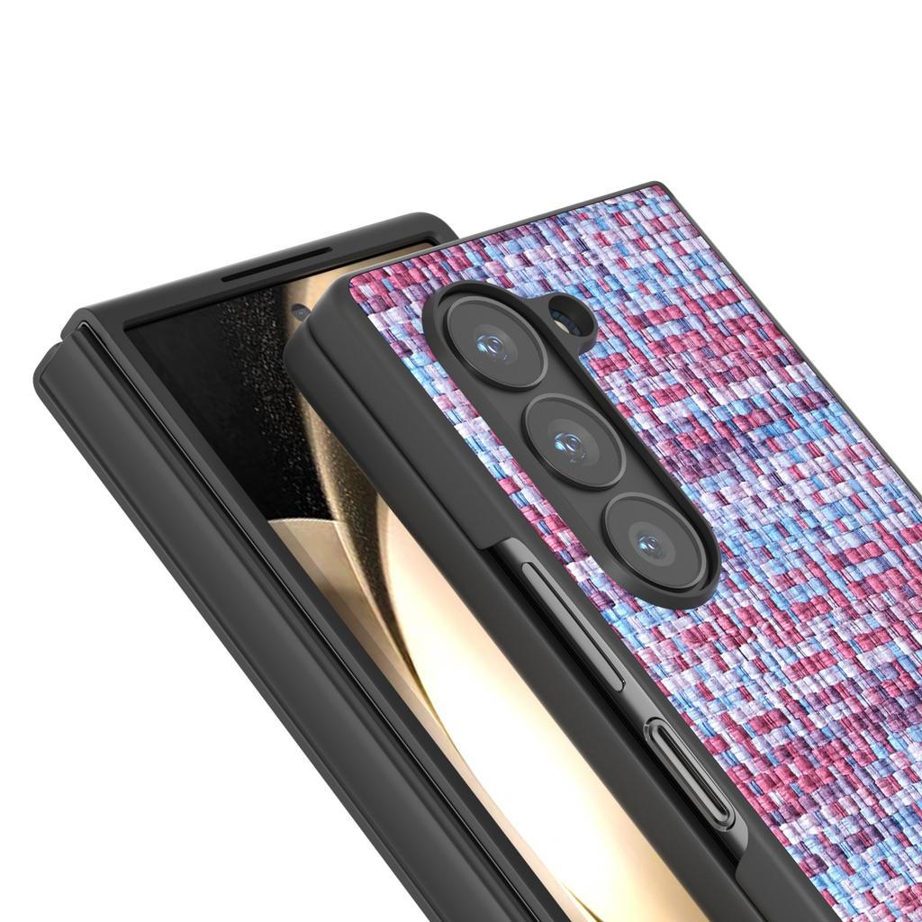 For Samsung Galaxy Z Fold6 5G Case Plaid Texture PU Leather+PC Phone Cover