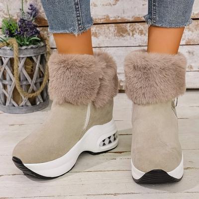 Snow Boots Winter New Comfortable Casual Cotton Boots Muffin Slope Heel Thick-soled Velvet Short Boots Women