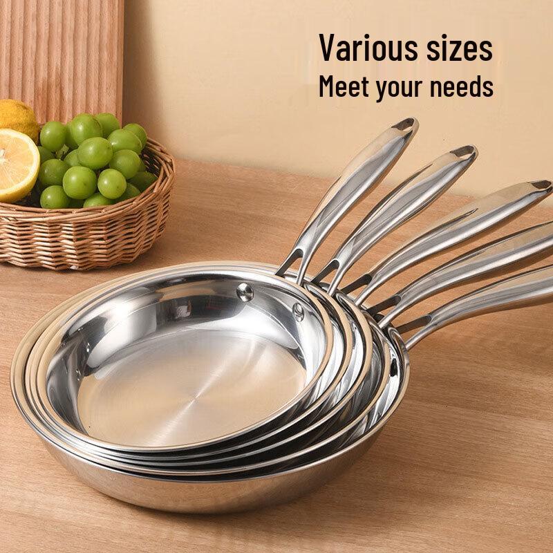 Uncoated 304 Stainless Steel Steak Frying Pan