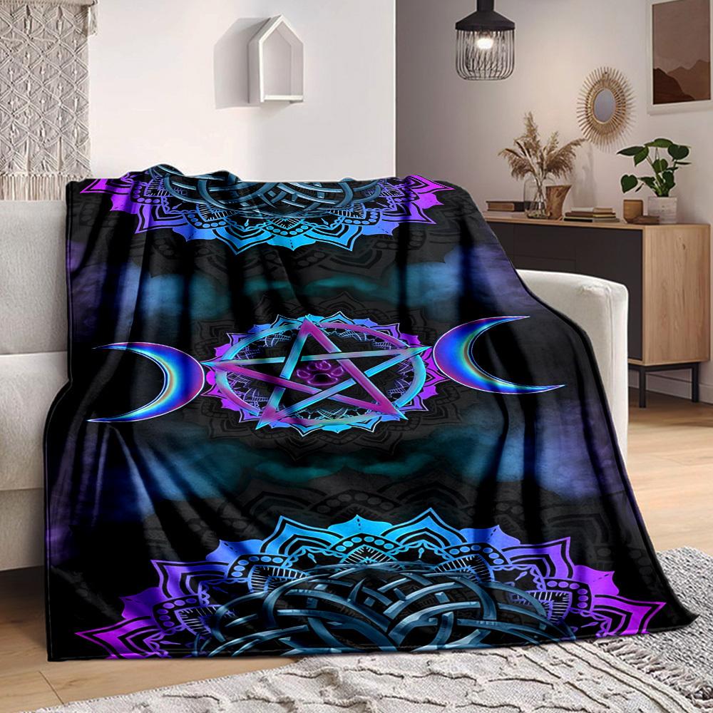 1pc Mandala Art Blanket, Lightweight Flannel Throw For Sofa, Bed, Travel, Camping, Livingroom, Office, Couch, Chair