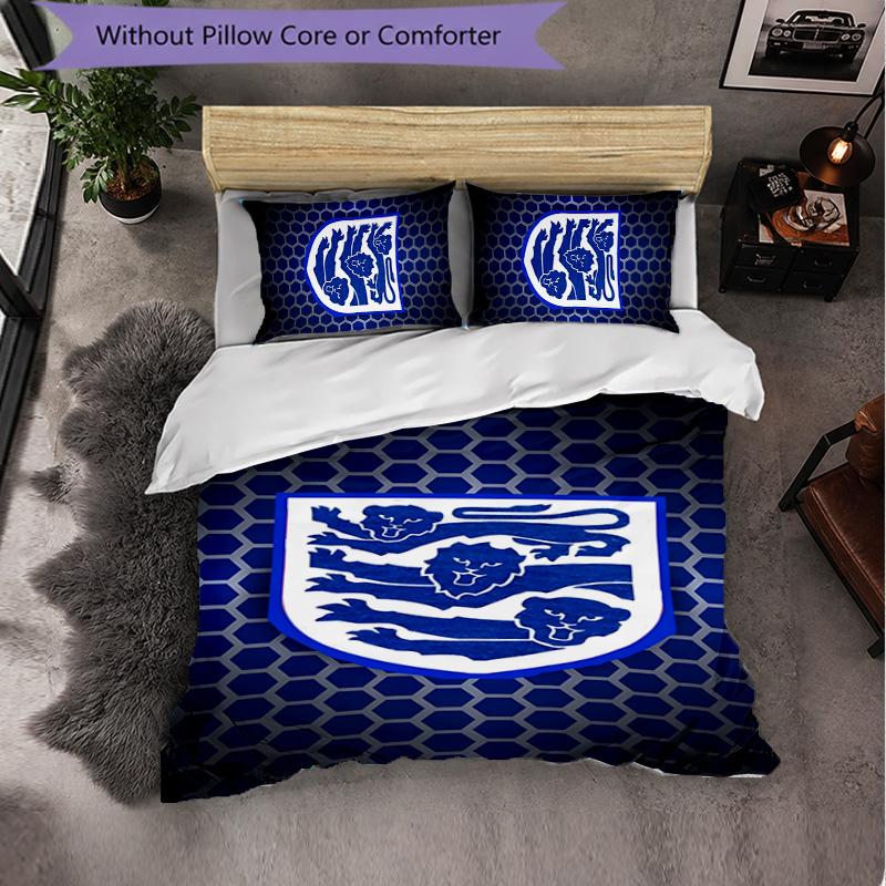 Set Biancheria da Letto a 3 Pezzi Nazionale di Calcio Inglese Morbido Set Copripiumino con Federe Set Decorazione Camera da Letto per la Casa
