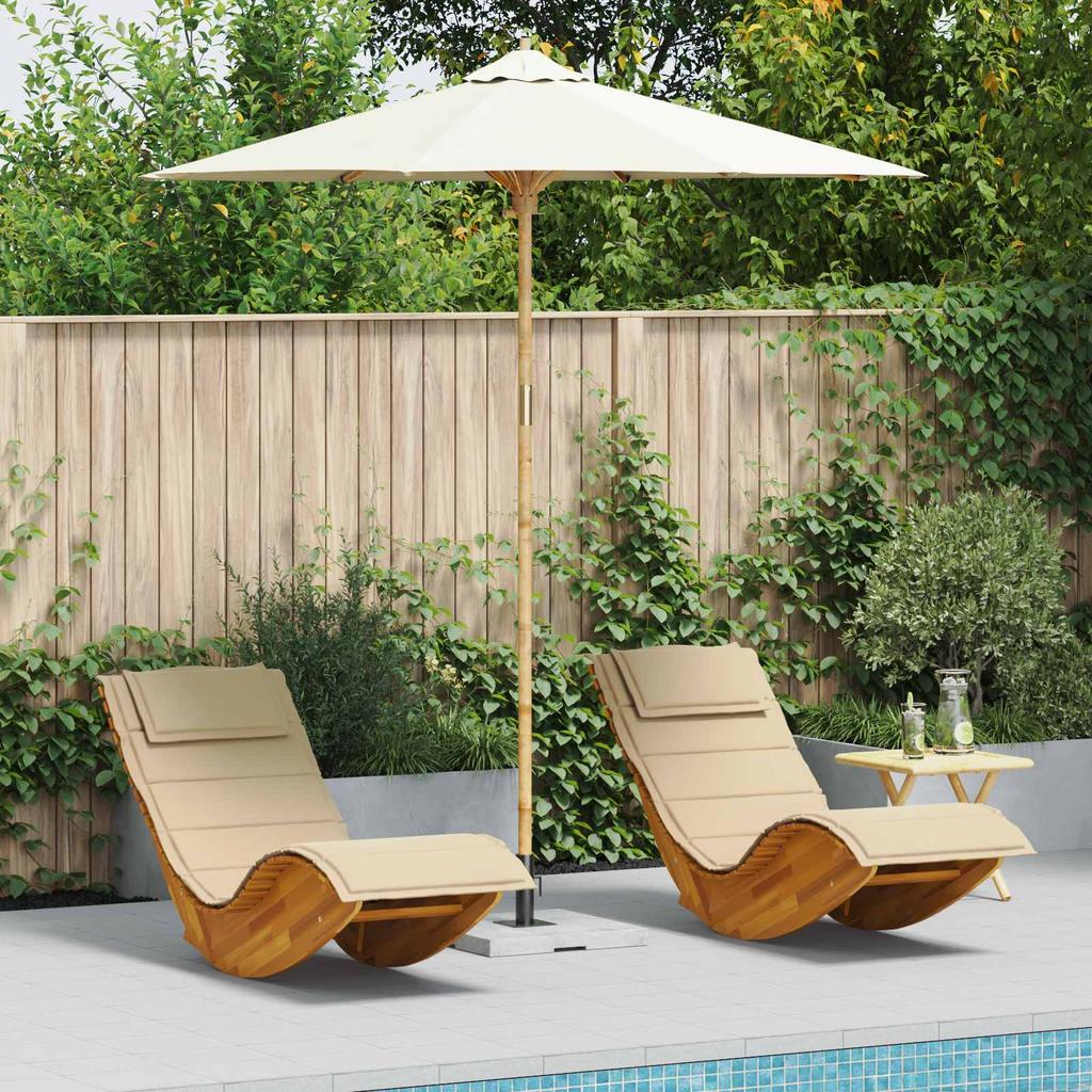 Garden Sun Umbrella Cream White Ø 240 X 260 Cm Bamboo