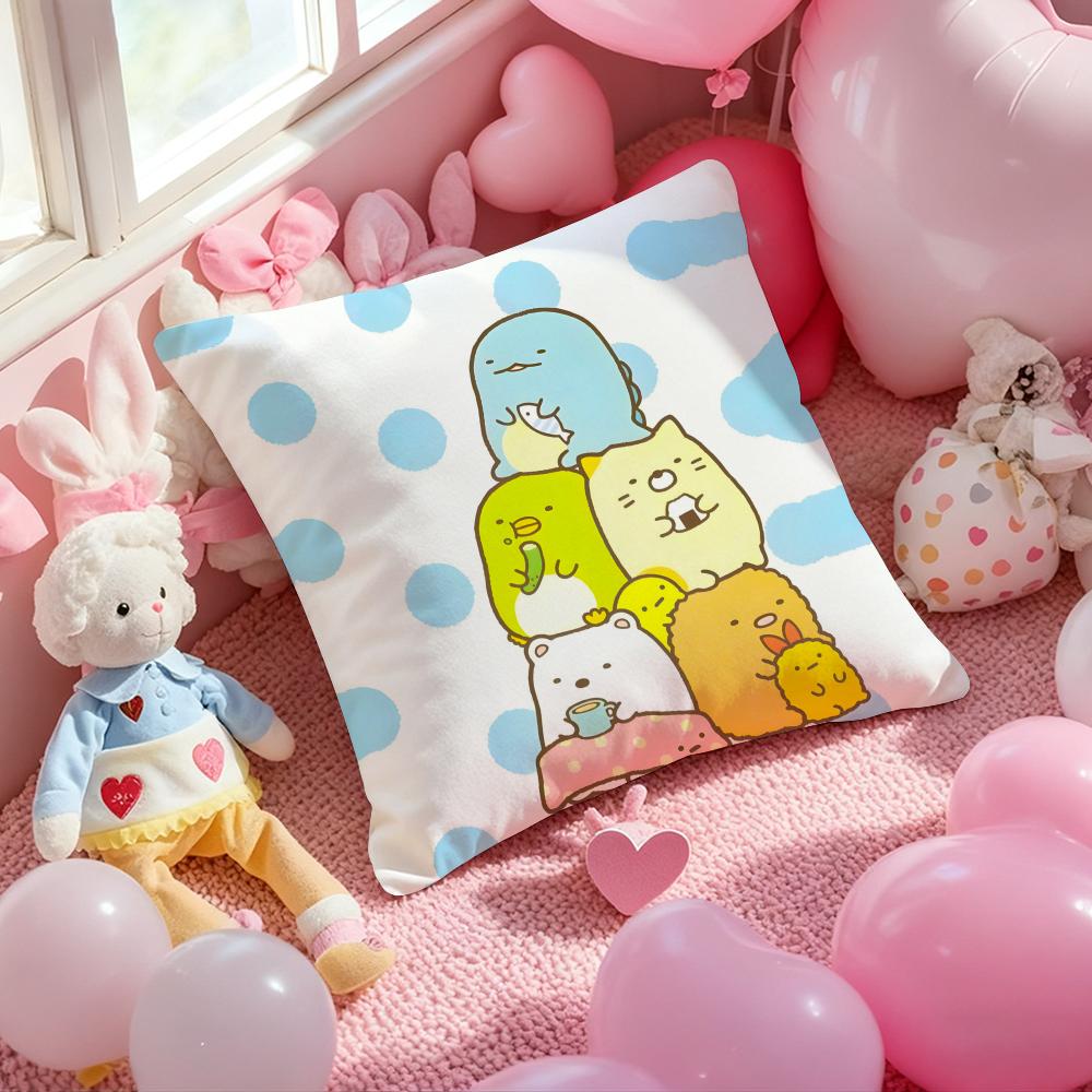 S-Sumikko Gurashi Exquisite Pillow Case Soft Plush Fabric Double-Sided Printed Cushion Cover Warm Winter Sofa Pillow Case