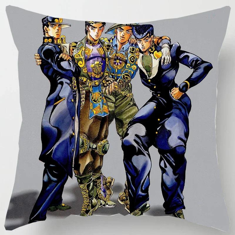 Anime Jojo Bizarre Adventure Jotaro Cushion Cover For Sofa Home Decorative Throw Pillow Cover Polyester Pillowcase Support
