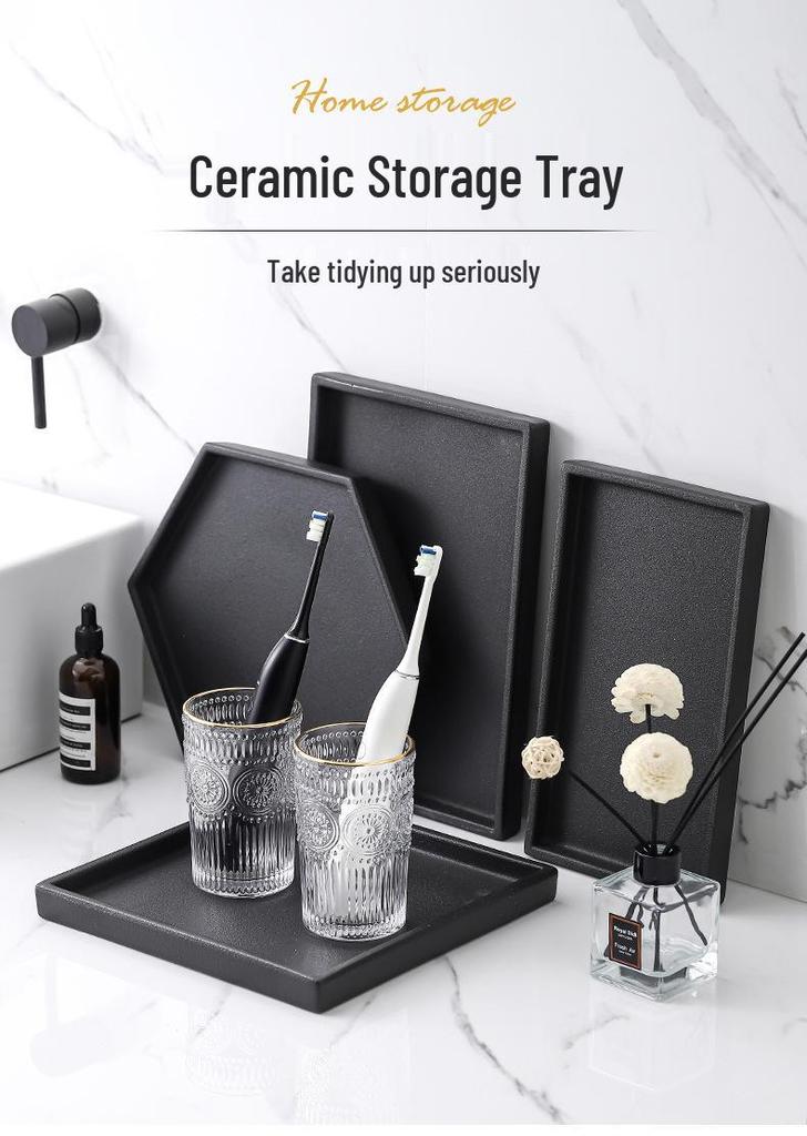 Nordic Ceramic Towel & Washbasin Storage Tray for Bathroom & Hotel Decor