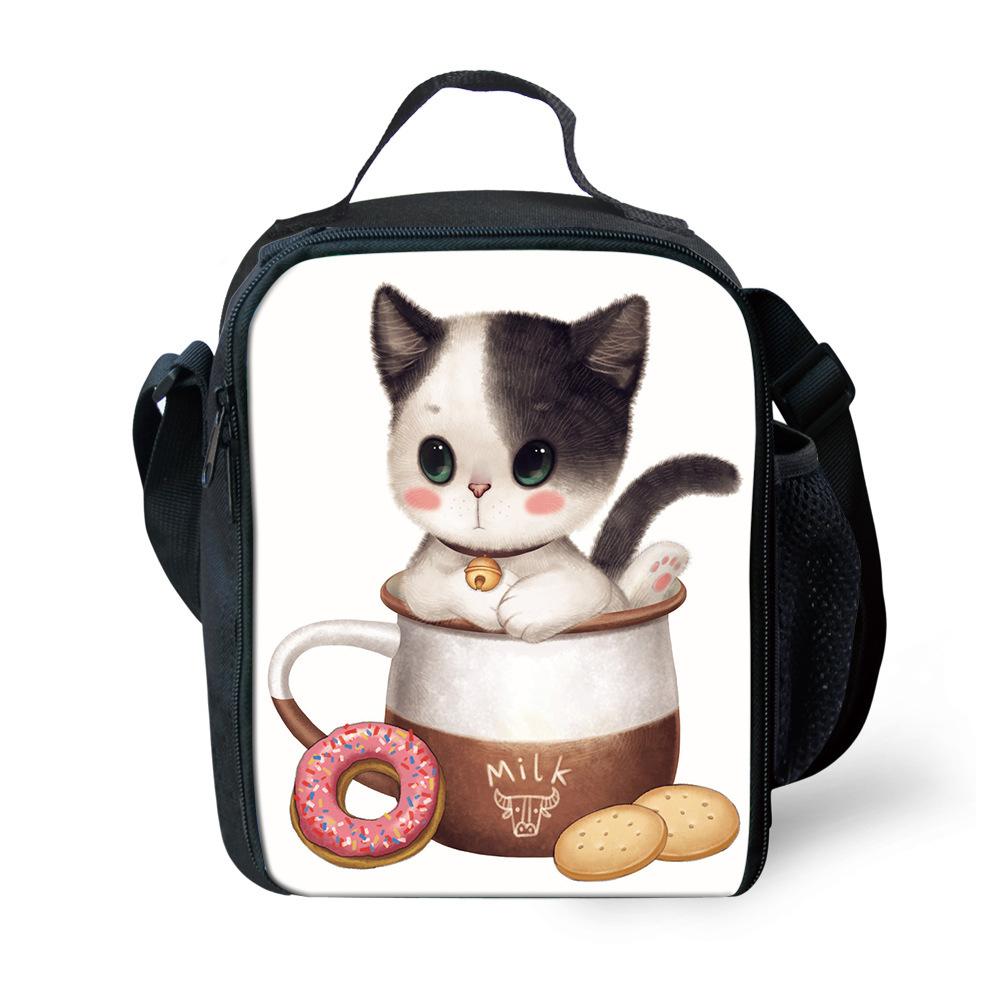 Classic Crossbody Denim pocket Cute Cat Dog Lunchbox Thermal insulation Food Lunch Bag 3D Printed Insulated Handbags Ice Bags