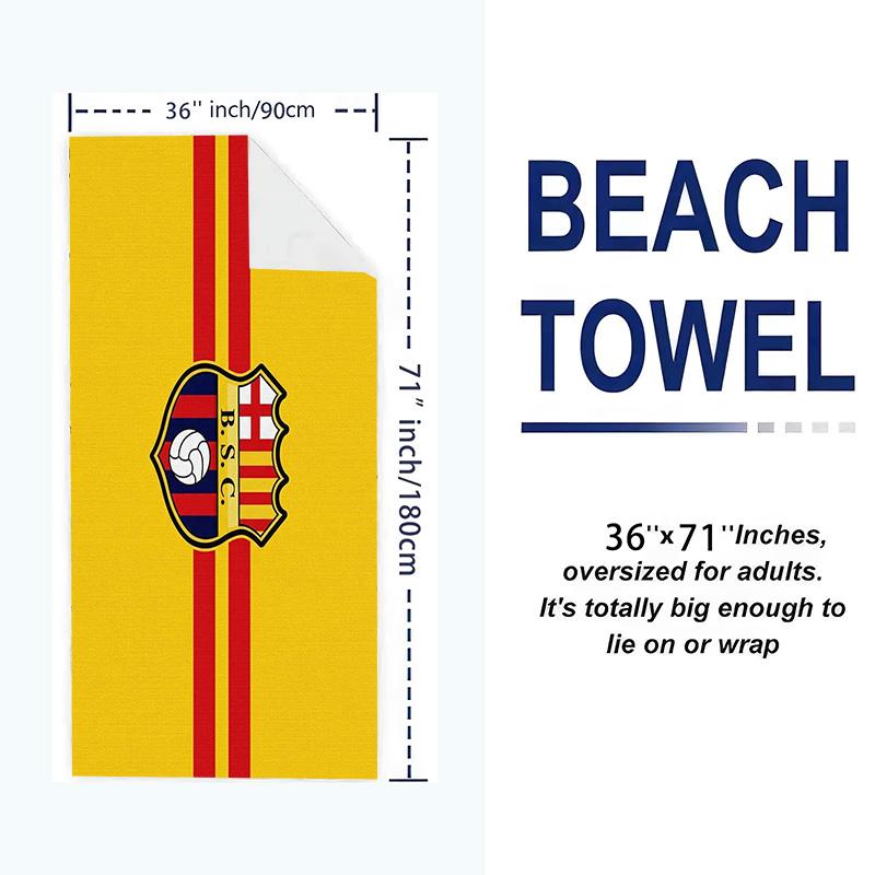 Barcelona SC Print Beach Towel, Large Soft Quick Dry Towel for Beach Camping Swimming