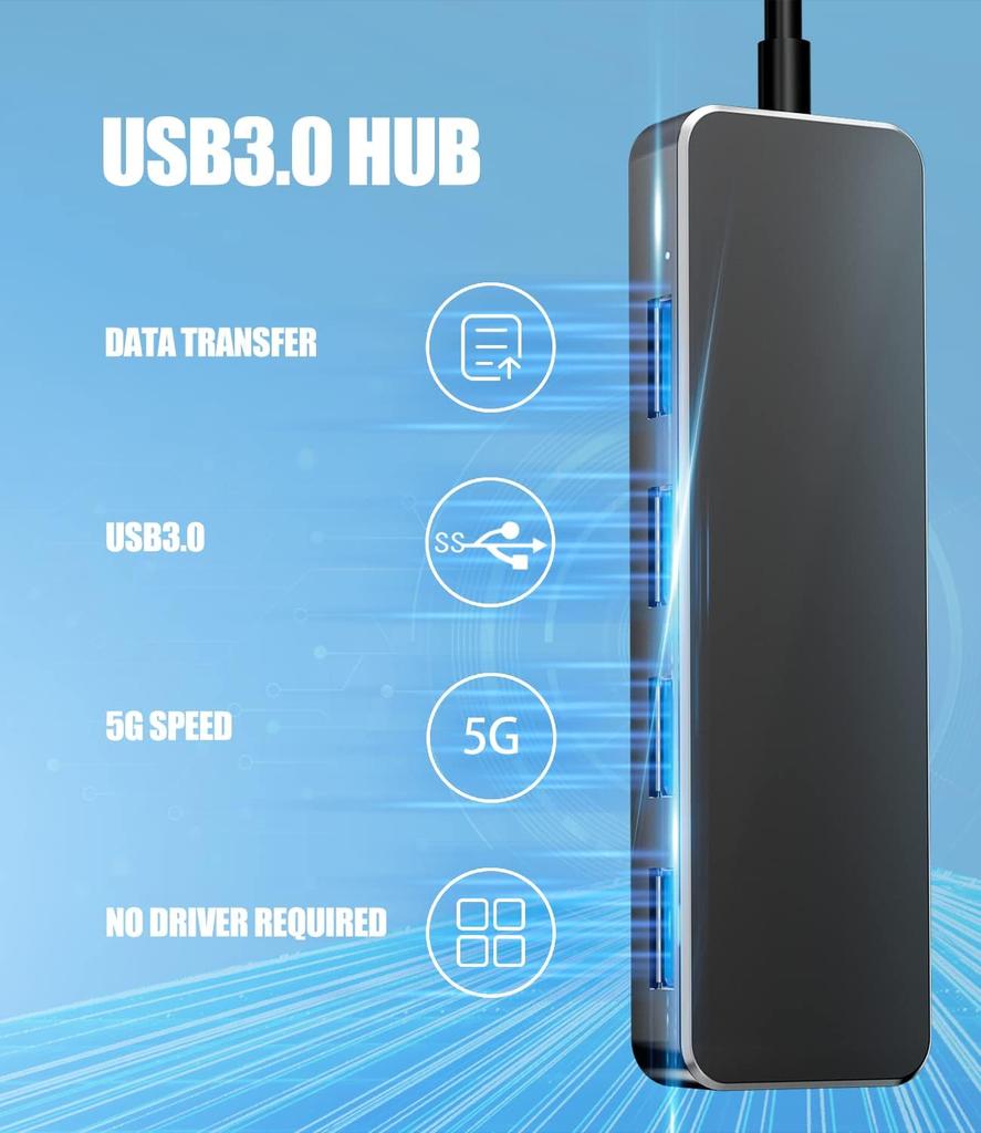 SYONG Usb Hub USB-A Male 4-in-1High-Speed USB Hub 3 Usb2.0 and 1 Usb3.0 Multiport Expander, Fast Transfer,Laptop,Mouse, Camera,