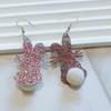 Acrylic Rabbit Plush Ball Drop Earrings Colorful Sequins Charm Earrings Jewelry