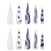 Silver Flame Crocodile Print Wearable Nails - Long Pointed Style