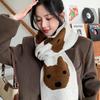 Cute Glasses Dog Bear Scarf Female Ins Autumn and Winter Versatile Soft Warm Knitted Scarf Student Tide