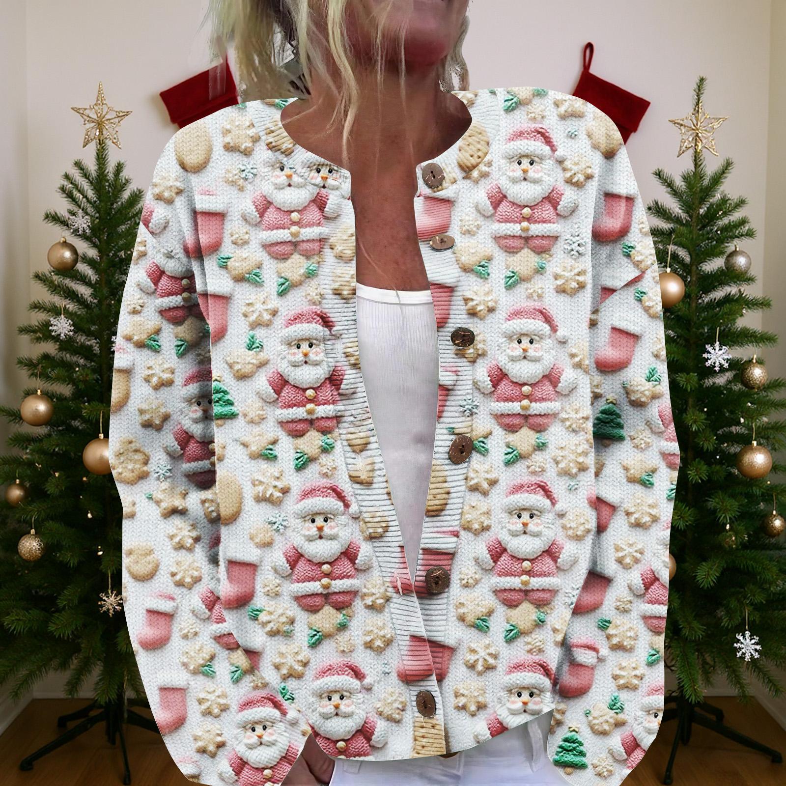 

Женский рождественский свитер Милый забавный рождественский свитер Осень и зима Свитер с длинным рукавом вязаный L