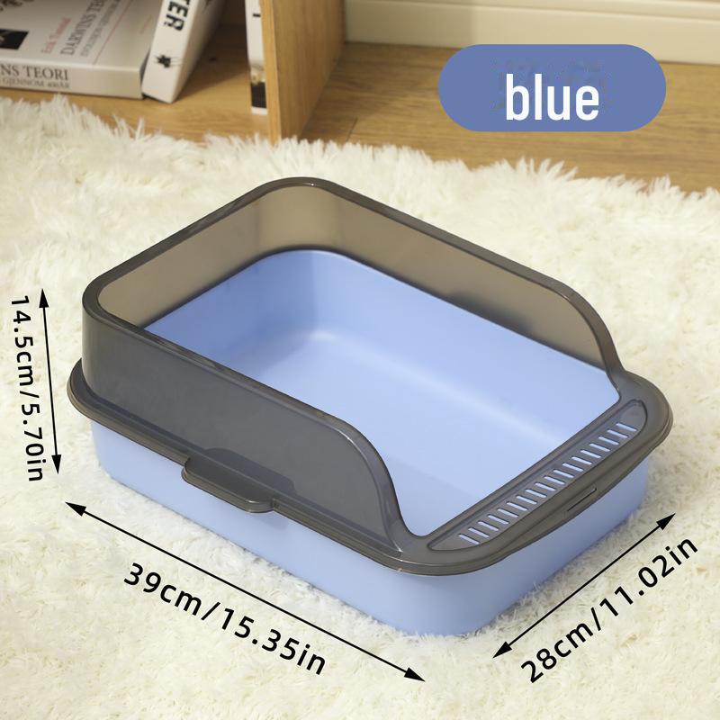 Large Semi-Enclosed Cat Litter Box with Anti-Splash Design and Shovel